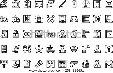 Prison icons High-Quality Vector Icons Collection with Editable Stroke. Ideal for Professional and Creative Projects.