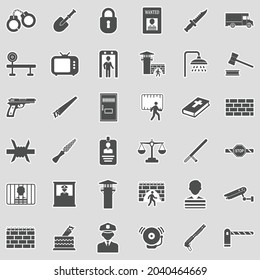 Prison Icons. Sticker Design. Vector Illustration.