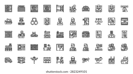 Prison And Incarceration Vector Icon Set