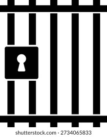 Prison jail bars with lock illustration symbolizing security, restriction, detention and control