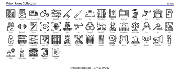 Prison Jail Correctional Facility Inmate Icon Collection