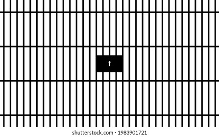 Prison, jail metallic bars on white background