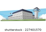 Prison Jail Penitentiary Building, vector illustration cartoon. 