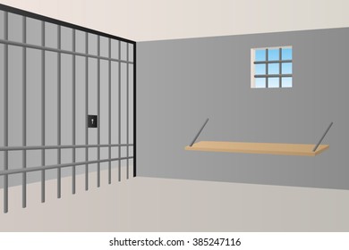 Prison jail room interior window grille illustration vector