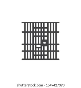 Prison jail vector icon. filled flat sign for mobile concept and web design. Locked jail door glyph icon. Symbol, logo illustration. Vector graphics
