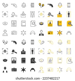 prison and law icon vector set punishment and justice set