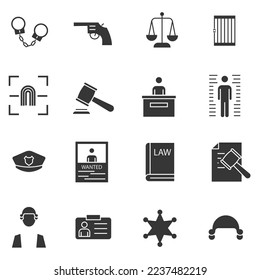 prison and law icon vector set punishment and justice set