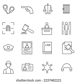 prison and law icon vector set punishment and justice set