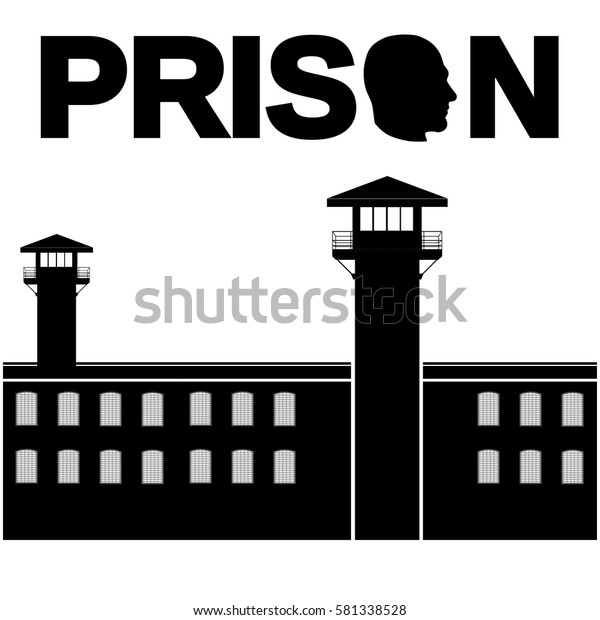 Prison Letters Black Silhouette Vector Icon Stock Vector (Royalty Free