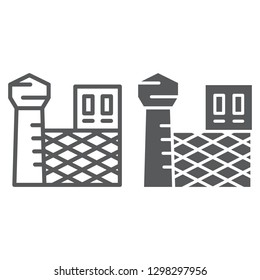 Prison line and glyph icon, building and security, jail sign, vector graphics, a linear pattern on a white background.