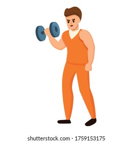 Prison man dumbbell icon. Cartoon of prison man dumbbell vector icon for web design isolated on white background