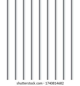 Prison metal bars or rods isolated on white background. Realistic fence jail. Way out to freedom. Criminal or sentence concept. Vector illustration.