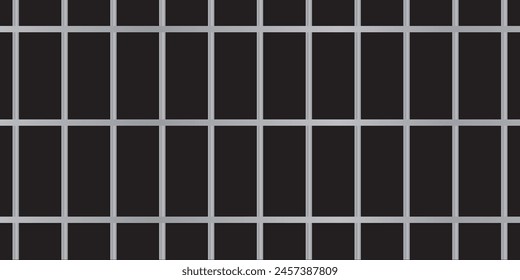 Prison metal bars or rods isolated on black background. Realistic fence jail. Way out to freedom. Criminal or sentence concept. Vector illustration.