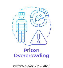 Das blaue Farbverlauf-Concept-Icon, das das Gefängnis überfüllt. Fazilitätskapazität. Zeitgenössische Fragen der Strafvollzugsverwaltung. Runde Liniendarstellung. Abstrakte Idee. Grafikdesign. Einfach in der Broschüre zu verwenden
