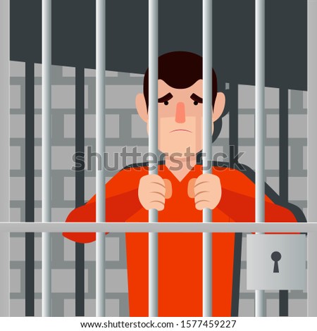 Prison with prisoner cartoon illustration.