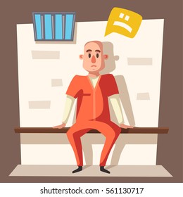 Prison with prisoner. Character design. Cartoon vector illustration