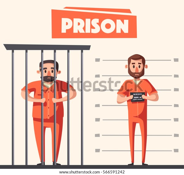 囚人と刑務所 キャラクターデザイン 漫画のベクターイラスト のベクター画像素材 ロイヤリティフリー