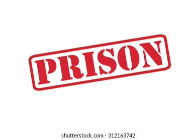 PRISON red Rubber Stamp Vector over a white background.