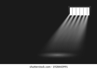 Prison room window with bars