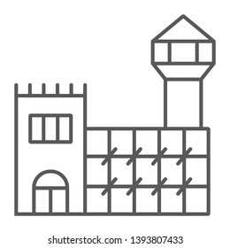 Prison thin line icon, cell and arrest, jail sign, vector graphics, a linear pattern on a white background, eps 10.