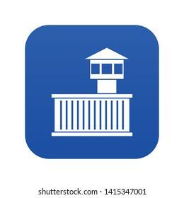 Prison tower icon digital blue for any design isolated on white vector illustration