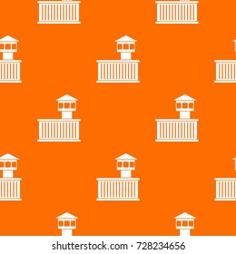 Prison tower pattern repeat seamless in orange color for any design. Vector geometric illustration