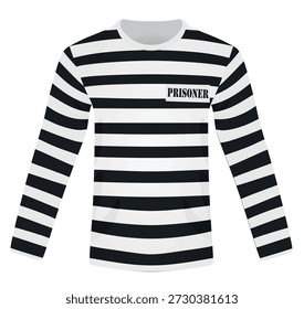 Prison uniform. striped hat and t shirt . vector illustration
