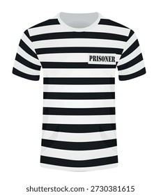 Prison uniform. striped hat and t shirt . vector illustration