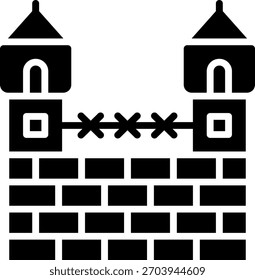 Design vetorial da prisão em estilo moderno, sentença criminal e conceito de punição por corrupção, ilustração do sistema de justiça. Ícone de Glifo