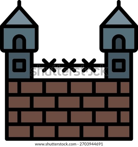 Prison vector design in modern style, criminal sentencing and corruption punishment concept, justice system illustration. Filled Line Icon
