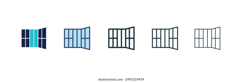 Prison vector icon set black filled and outlined style.