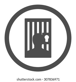 Prison vector icon. This rounded flat symbol is drawn with gray color on a white background.