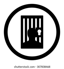 Prison vector icon. This rounded flat symbol is drawn with black color on a white background.