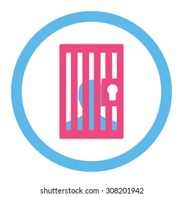 Prison vector icon. This rounded flat symbol is drawn with pink and blue colors on a white background.