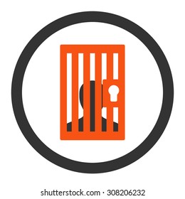 Prison vector icon. This rounded flat symbol is drawn with orange and gray colors on a white background.