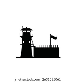 Prison watchtower silhouette security fortress