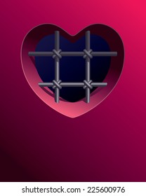 Prison window with a bars in the form of heart. Eps8. CMYK. Organized by layers. Global colors. Gradients used.