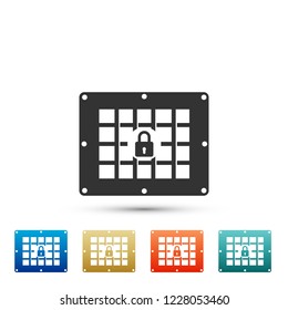 Prison window icon isolated on white background. Set elements in colored icons. Flat design. Vector Illustration