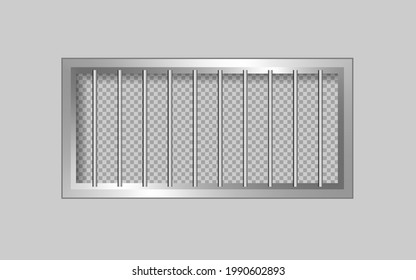 Prison windows with bars. Windows on a light wall.