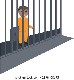 prisoner african in the jail design character on white background