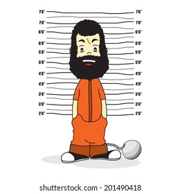 prisoner in after arrest Vector Illustration