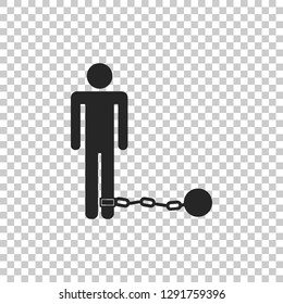 Prisoner with ball on chain icon isolated on transparent background. Flat design. Vector Illustration