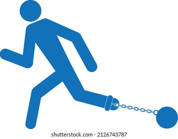 Prisoner with the ball on the chain icon blue