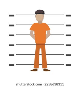 prisoner, bandit,criminal,arrested gangster stands with a copy board in his hands for identification.vector simple graphics
