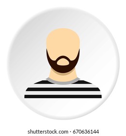 Prisoner with a beard icon in flat circle isolated vector illustration for web