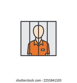 Gefangene hinter Gittern füllten Farbsymbol. lineares Stilzeichen für mobiles Konzept und Webdesign.