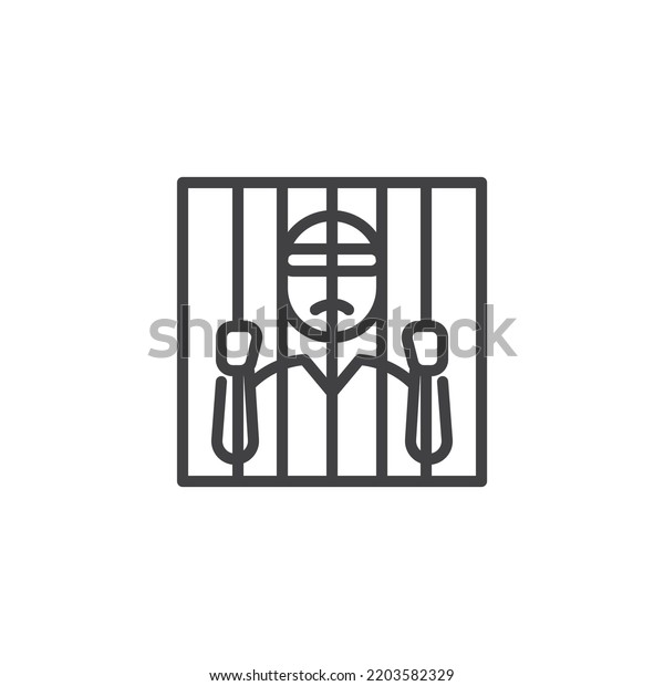 Prisoner Behind Bars Line Icon Linear Stock Vector (Royalty Free ...