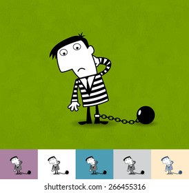 Prisoner. Business illustration (EPS 10). Animation friendly: the elements (legs, arms, heads etc) are in the separate layers.
