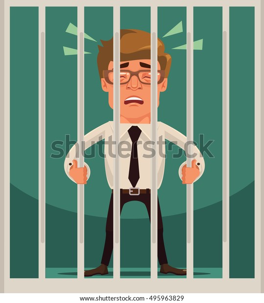 Prisoner Businessman Character Vector Flat Cartoon 스톡 벡터(로열티 프리) 495963829