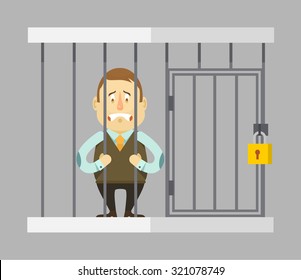 Prisoner businessman. Vector flat illustration